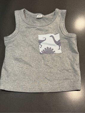 SHEIN Gray Dinosaur Pocket Tank Top for Kids